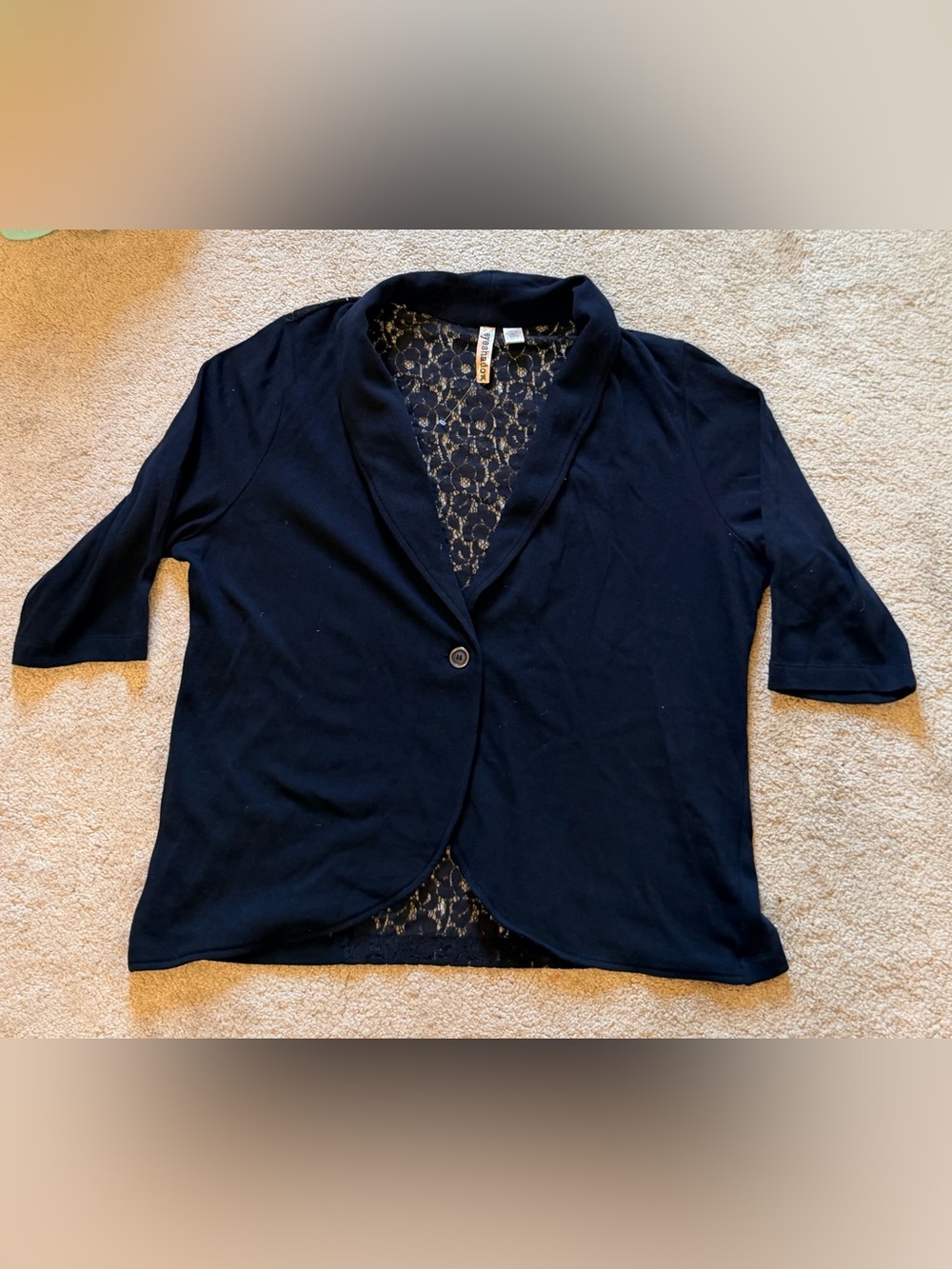 Woman's Y2K Black Lace Back One Button Blazer Jacket Size 1X